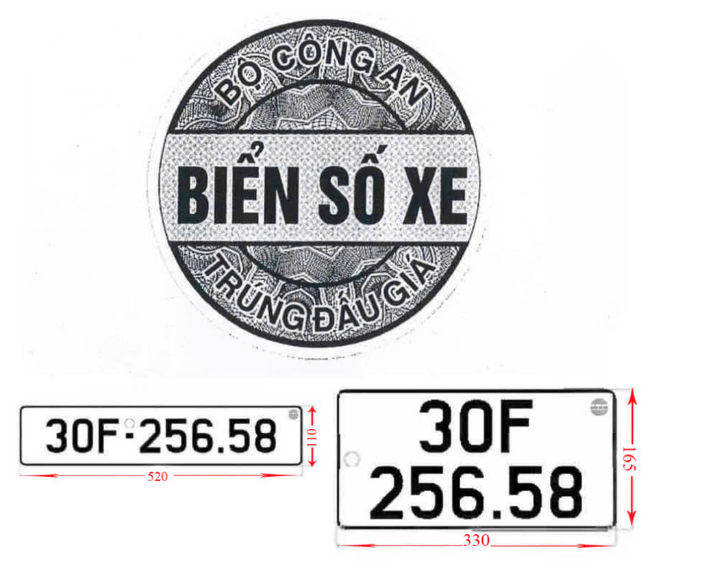 cấu hình và kích thước biển số ô tô